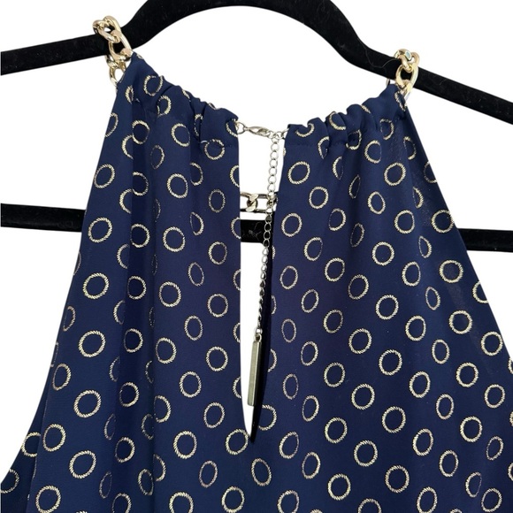 Michael Kors Navy Sleeveless Dress with Chain Accent and Gold Circle Design - Picture 7 of 10